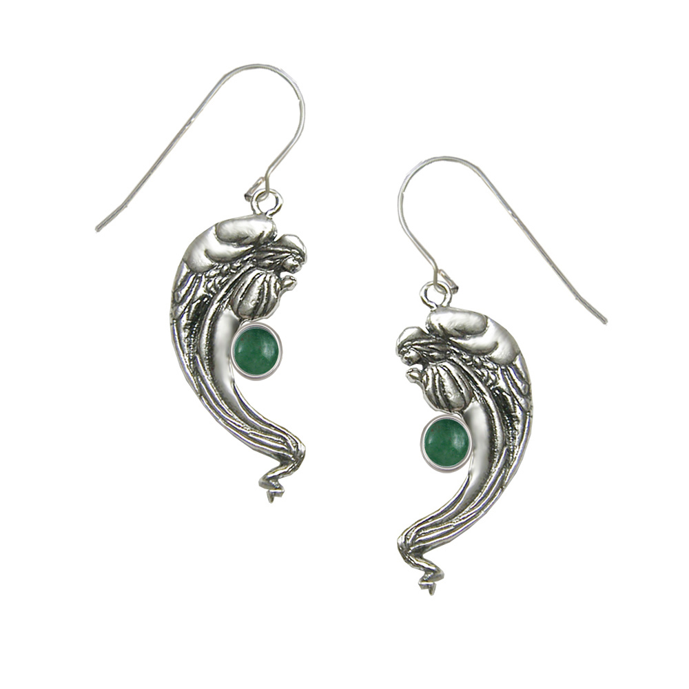 Sterling Silver Angel Of Love Drop Dangle Earrings With Jade